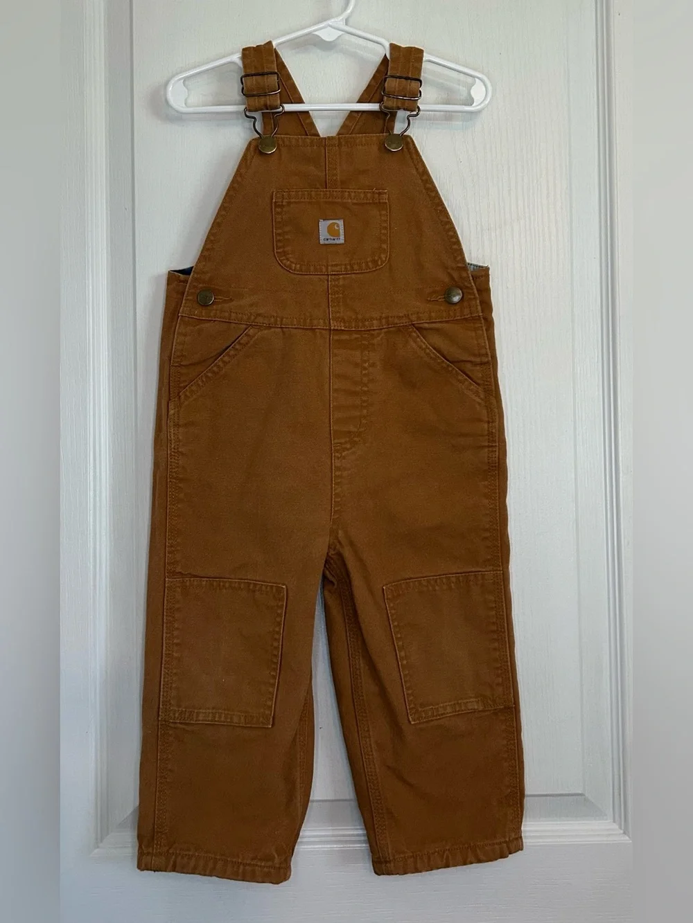 Carhartt Flannel Lined Double Knee Denim Overalls